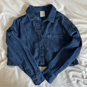 OFFLINE By Aerie Cropped Button Up Blue Denim Shirt - Size XS